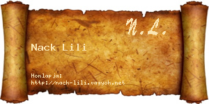 Nack Lili névjegykártya